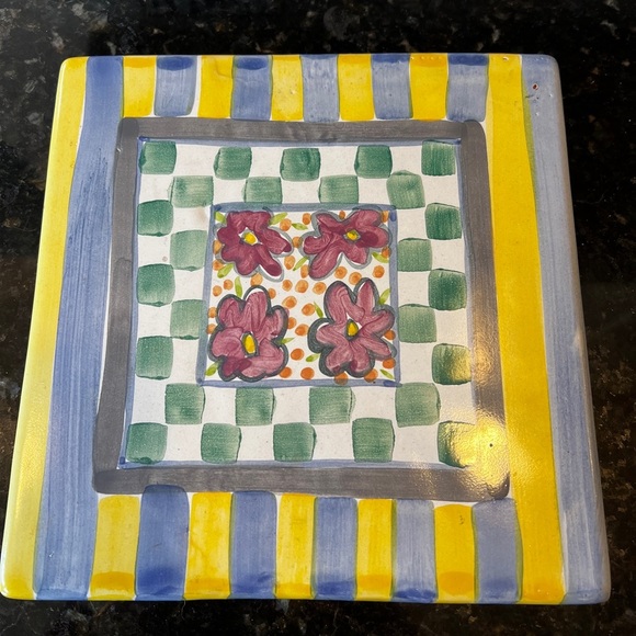 MACKENZIE CHILDS Myrtle Hand Painted Ceramic Trivet Vintage Retired - Picture 2 of 7